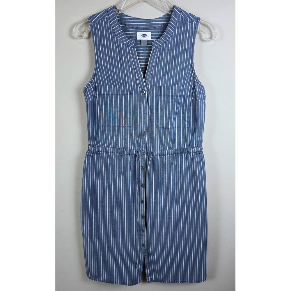 Old Navy‎ Womens S Blue White Striped Sleeveless Cotton Shirt Dress S/119392-00
